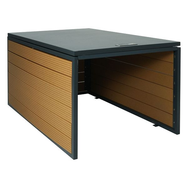 Mendler XL Mähroboter-Garage mit Deckel HWC-L45, Dach Unterstand für Rasenmäher, WPC Metall 43x70x90cm, Eiche-Optik, 104378
