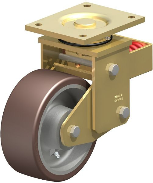 Blickle LSFN-GB 202K Stahlgeschweißte Schwerlast-Lenkrolle mit Stahlfeder, Blickle Besthane®, Braun, 755398