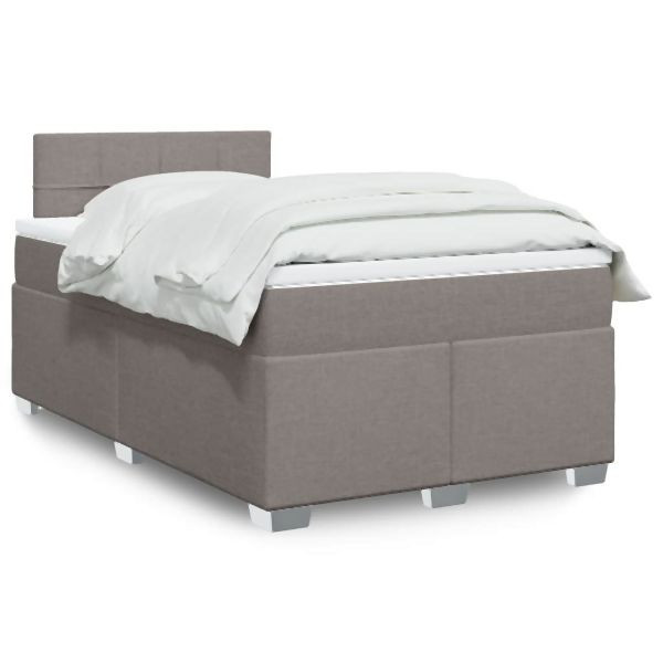vidaXL Boxspringbett mit Matratze Taupe 120x200 cm Stoff, 3288159