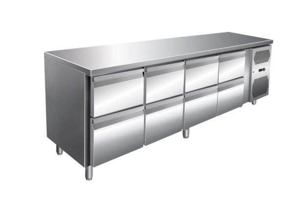 A&S Polarny VIP Kühltisch mit 4x 2 Schubladen -2 bis +8°C 2.230x600x860 mm, KT-VIP-600-4-C8