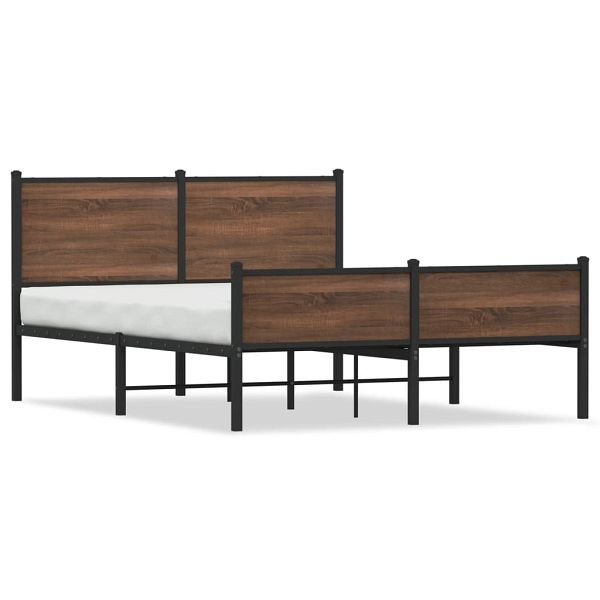 vidaXL Bettgestell mit Kopf- und Fußteil Metall 137x190 cm, 4007957