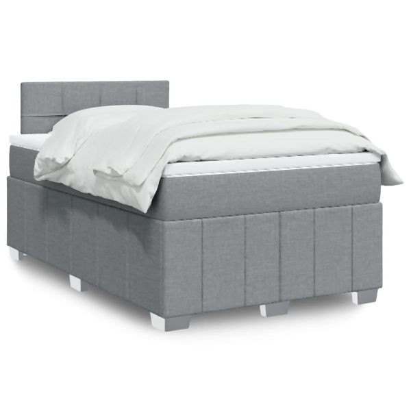 vidaXL Boxspringbett mit Matratze Hellgrau 120x200 cm Stoff, 3289335