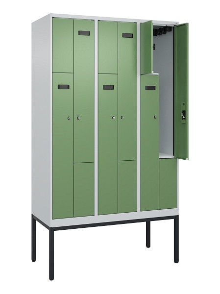 C+P Z-Spind Evolo PLUS, Gestell, 6 Fächer, 2120x1200x500mm, 7035/6011, Zylinderschloss, 0490337-326 S10033