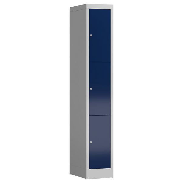 Lüllmann ClassiX Schließfachschrank, 1 Abteil, 3 Fächer, 1800 x 310 x 500 mm, lichtgrau/enzianblau, X-520311