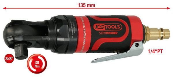 KS Tools 3/8" SlimPOWER Mini-Druckluft-Umschaltratsche 30Nm, 515.5510