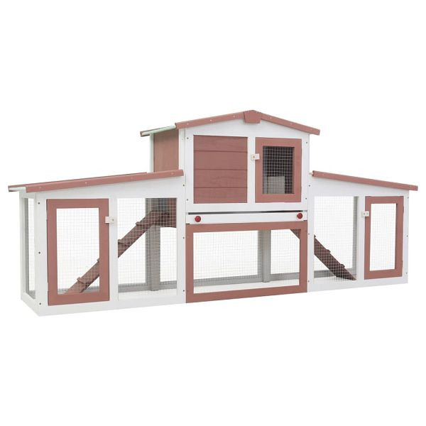vidaXL Großer Kaninchenstall Braun und Weiß 204x45x85 cm Holz, 170844