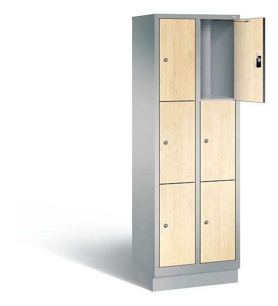 C+P Schließfachschrank Evolo, H1800xB610xT500mm, Farbe: Weißaluminium / Dekor Donau-Ahorn, 48020-203 S10232