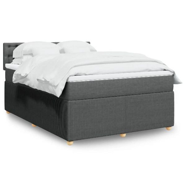 vidaXL Boxspringbett mit Matratze Dunkelgrau 140x200 cm Stoff, 3289794