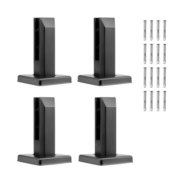 VEVOR Glasklemme 4 Stück Quadratische Geländerhalterung für 0,31 "-0,47" Glas Schwarz, BLLGJHSFXPT4A6L9GV0