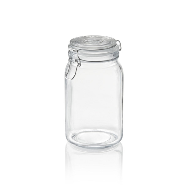 WAS Vorratsglas, 1,5 L, Ø 9 cm, Höhe 19,5 cm, Glas, Edelstahl, Silikon, 1814150