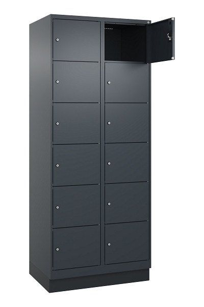 C+P Schließfachschrank Evolo PLUS, mit Sockel, 12 Fächer, 1950x800x500mm, 7016/7, Frontfarbe RAL 7016 Anthrazitgrau, 049020-226 S10016