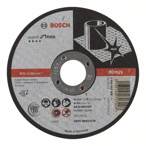 Bosch Trennscheibe gerade Expert for Inox AS 30 S INOX BF, 115 mm, 3,0 mm, VE: 25 Stück, 2608603408