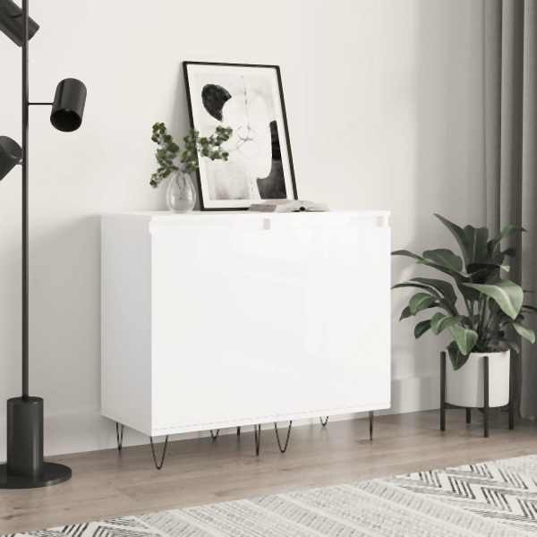 vidaXL Sideboards 2 Stück Hochglanz-Weiß 40x35x70 cm Holzwerkstoff, 831057