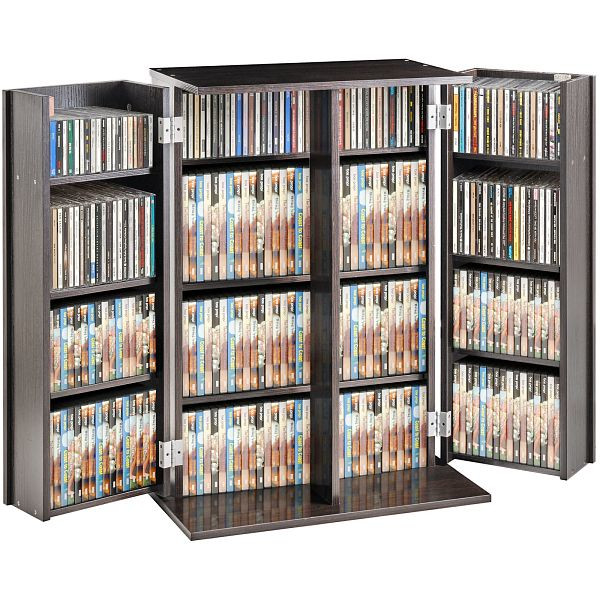 VEVOR Medien-Aufbewahrungsschrank 4 Ebenen Verstellbare DVD-Regale 576 CDs, DVDCDCCJLDS1BWRMWV0