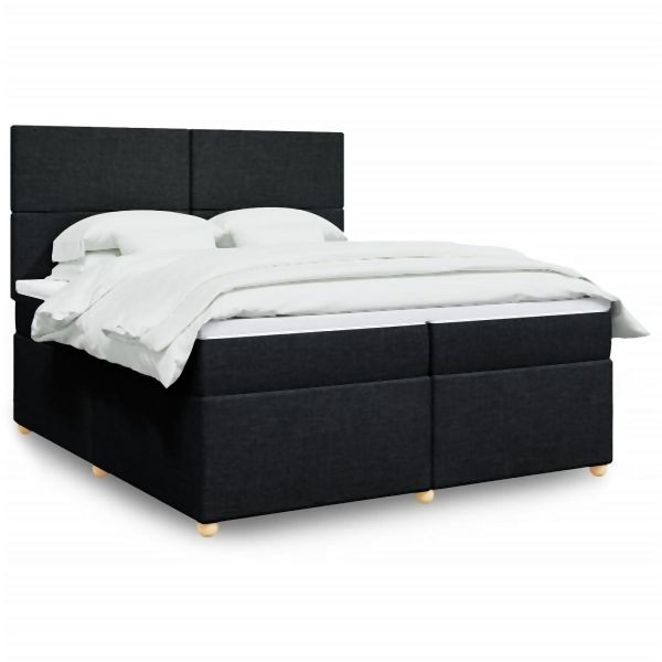 vidaXL Boxspringbett mit Matratze Schwarz 200x200 cm Stoff, 3293682
