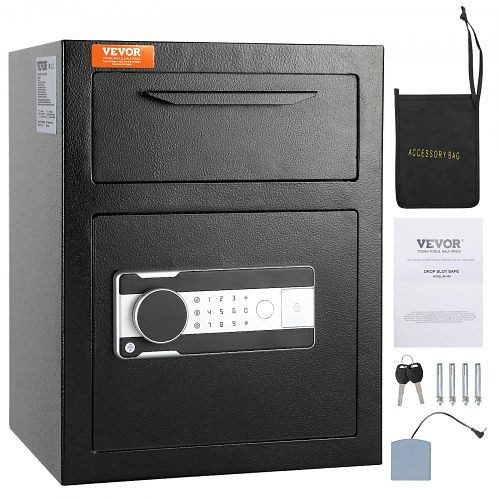 VEVOR 1,7 L Deposit Safe mit Drop-Slot, elektronischem Codeschloss, 2 Notfallschlüssel, 45 x 30 x 35 cm für Bargeld, zu Hause, Hotel, LCSBXX17L000GVVNCV0