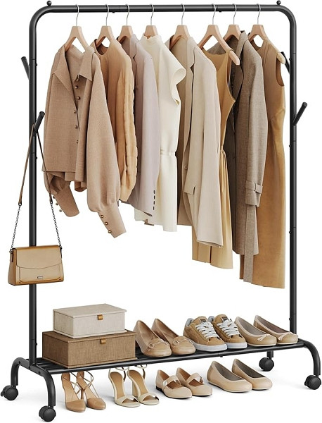 SONGMICS Kleiderregal, Tintenschwarz, 103,5x39x155 cm, HSR131B01