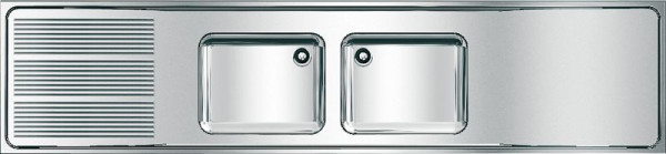 KWC Gewerbespüle, MAXIMA, Edelstahl, 2 Becken, 2600x432x600 mm, Tropfteil links, 2000057714