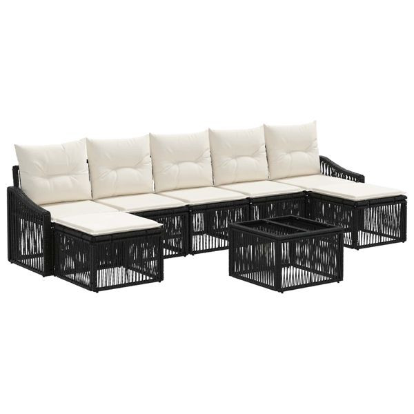 vidaXL Gartensofa-set 8-teilig Schwarz Poly-Rattan, 3436093