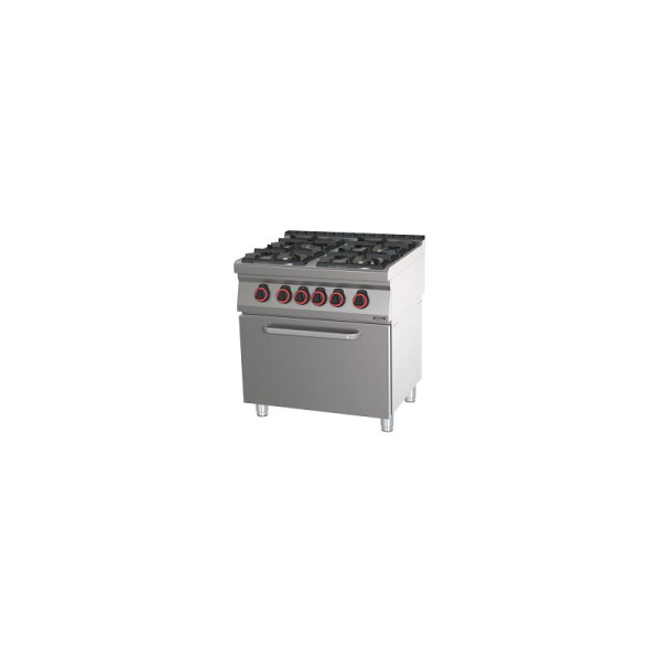 Casselin Gasherd mit 4 Kochstellen und statischem Elektrobackofen GN 2/1 80 - Linie 700, C7FOG4FFS80