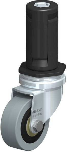 Blickle LRA-VPA 50K-ER04 Apparate-Lenkrolle mit Expander, Vollgummi, Grau, 847982