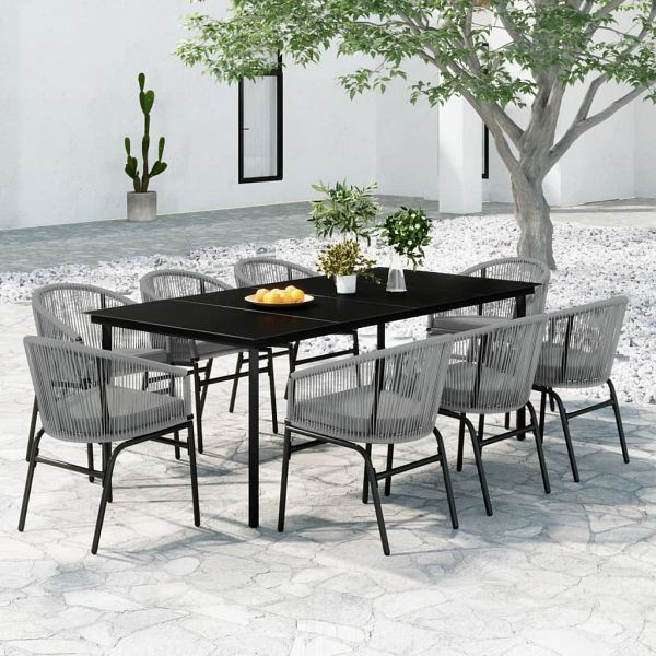 vidaXL 9-teilig Garten-Essgruppe Grau, 3099238
