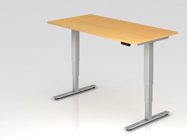 Hammerbacher Sitz-Steh-Schreibtisch elektrisch 160x80cm Buche, Arbeitshöhe 63,5 -128,5 cm, VXDSM16/6/S