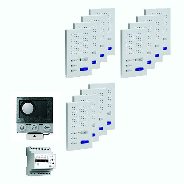 TCS audio:pack Einbau für 12 Wohneinheiten, mit Einbaulautsprecher ASI12000 + 12x Freisprecher ISW3030 + Steuergerät BVS20, PAIF120/004
