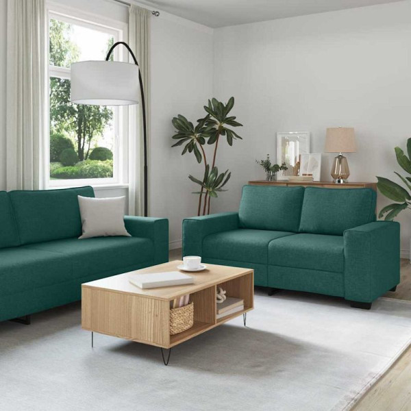 vidaXL 3-teiliges Sofa-Set mit Kissen, dunkelgrüner Stoff, 3324654