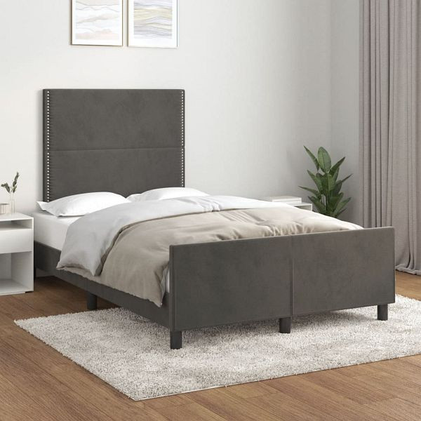 vidaXL Bettgestell mit Kopfteil Dunkelgrau 120x200 cm Samt, 3125685