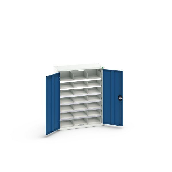 bott verso Fächerschrank, mit 21 Abteilen, BxTxH: 800 x 350 x 1000 mm, Lichtgrau / Enzianblau, 16926402.11