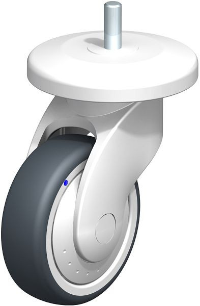 Blickle LWKX-TPA 101XK-11-FK-AMWX100 Kunststoff-Lenkrolle WAVE, rostfrei, mit Abweisrad, Thermoplastisches Gummi-Elastomer, Grau, 849334
