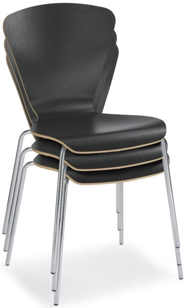 Deskin Besucherstuhl TRIAS, 4-Fuß Gestell verchromt, Buchenschichtholz, Farbe anthrazit, VE: 4 Stück, 279017