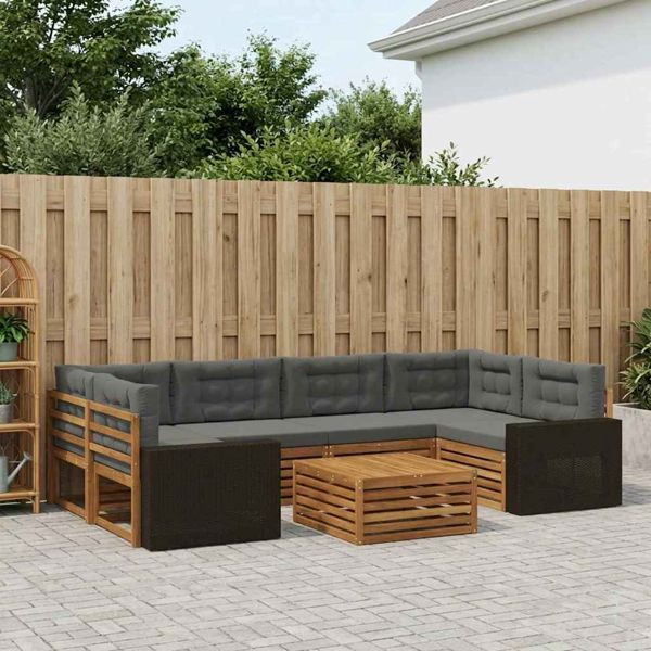 vidaXL Outdoor-Sofagarnitur 7-teilig Natur und Anthrazit Polyester, 3383095