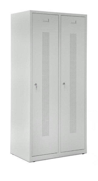 Deskin Garderobenspind SYSTEM SP1 ohne Unterbau, Korpus und Türen Lichtgrau RAL 7035, H 1700 x B 800 x T 500 mm, Zylinderschloss, 330631