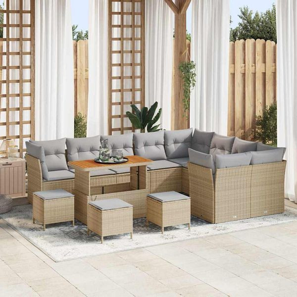 vidaXL Garten-Sofa-Set 13-teilig Beige und Hellgrau 110 x 55 x 71 cm, 3363482