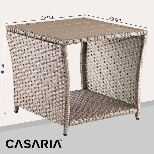 casaria Polyrattan Beistelltisch Vedis Creme 45x45x40cm, 109510