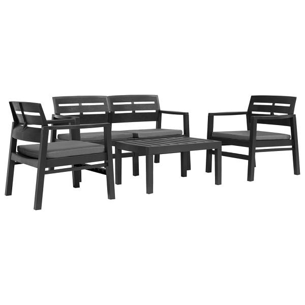 vidaXL 4-teiliges Gartenmöbel-Set Anthrazit Kunststoff, 276180