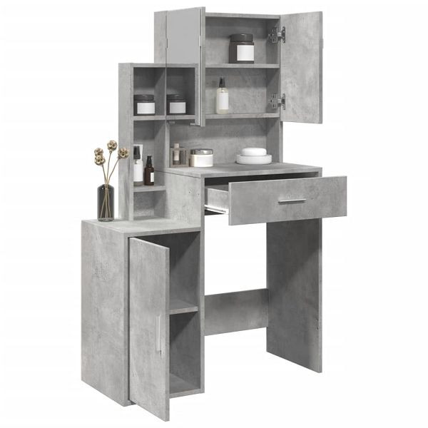vidaXL Schminktisch mit Schrank Betongrau 80x35x132 cm, 848237