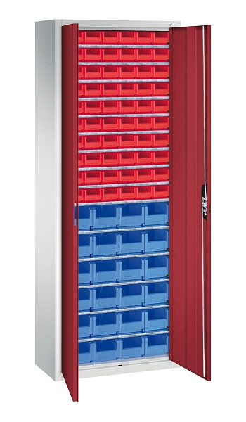 C+P Magazinschrank Serie 13, H1980xB700xT300mm, 7035/3003, Einlegeböden 15, 133113-22 S10144