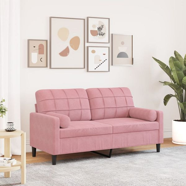 vidaXL 2-Sitzer-Sofa mit Zierkissen Rosa 140 cm Samt, 3278222