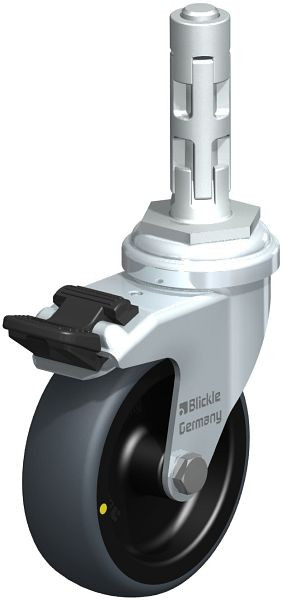 Blickle LRA-TPA 75G-FI-ELS-E01 Apparate-Lenkrolle mit Expander & Feststeller, Thermoplastisches Gummi-Elastomer, Grau, 751105