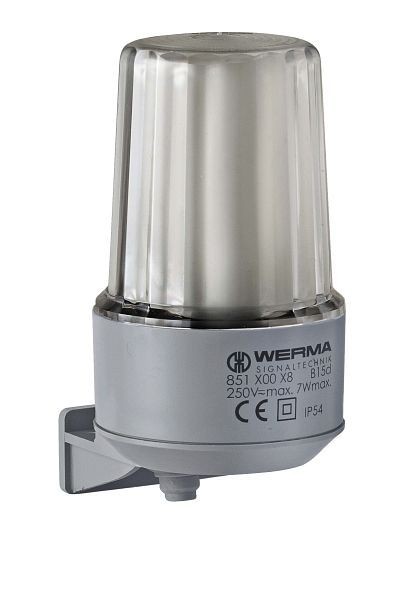 WERMA Dauerleuchte Wandmontage 12-230VAC/DC BU Gehäusefarbe grau- blau, 851.500.38