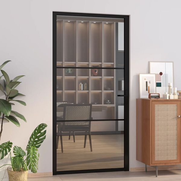 vidaXL Innentür 102,5x201,5 cm Schwarz ESG-Glas und Aluminium, 350563