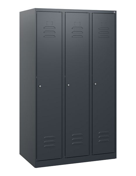C+P Umkleidespind Classic PLUS, 3 Abteile, 1530x900x500mm, 7016/7016, Zylinderschlösser, 0800005-30 S10015