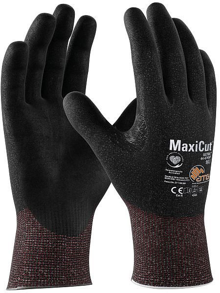 ATG MaxiCut Ultra Schnittschutz-Strickhandschuhe (44-6745F), Farbe: schwarz/schwarz, Größe: 10, VE: 12 Paar, 2474-10