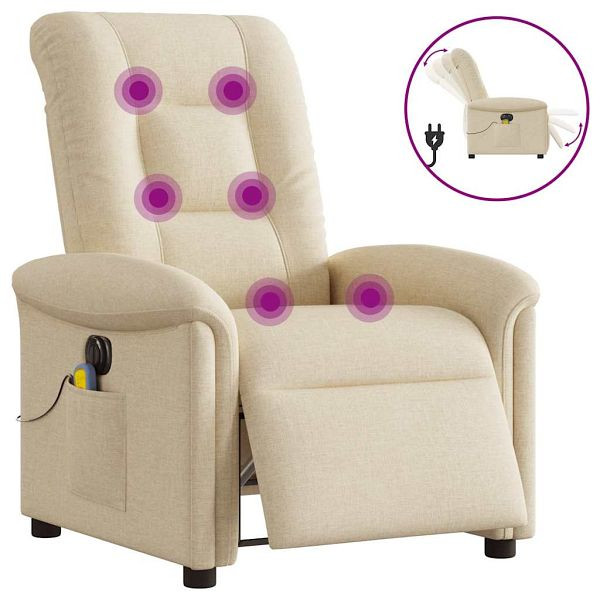 vidaXL Massagesessel Elektrisch Creme Stoff, 3303252, 8721102962349