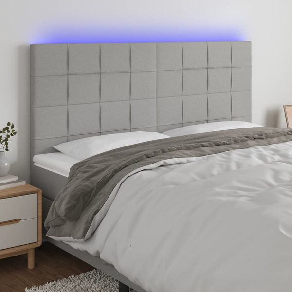 vidaXL LED Kopfteil Hellgrau 180x5x118/128 cm Stoff, 3122438