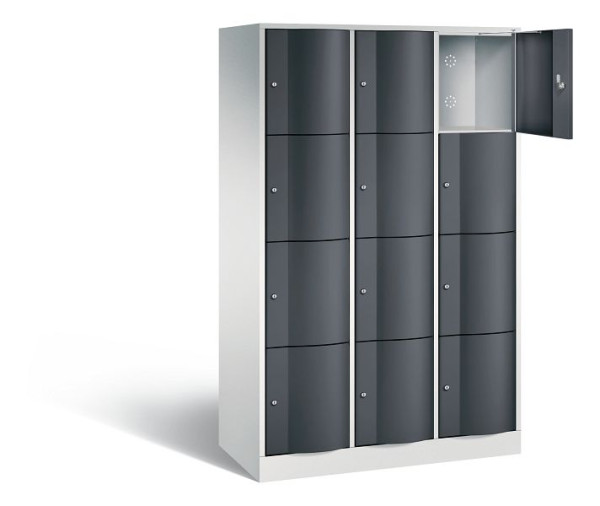 C+P Schließfachschrank Resisto, H1950xB1148xT540mm, Farbe: Lichtgrau / Schwarzgrau, 8470-372 S10208