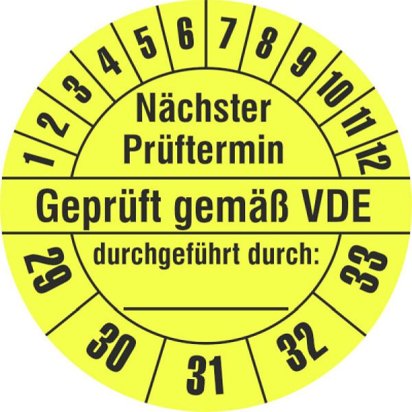 Stein HGS Prüfplaketten o. Jahresfarbe (5 Jahre), Nächster Prüftermin, Ø 30 mm, 2029-2033, 31.c7059-29